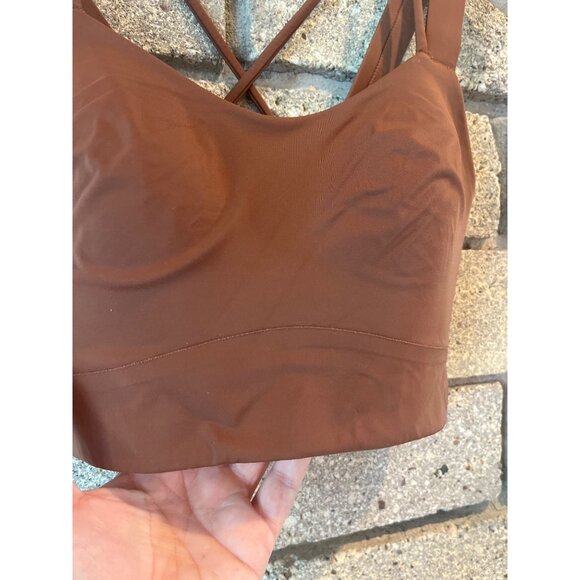 Lululemon Crossback Sports Bra Size S Rust Brown Nylon/Spandex Light Support Wom - Picture 3 of 6